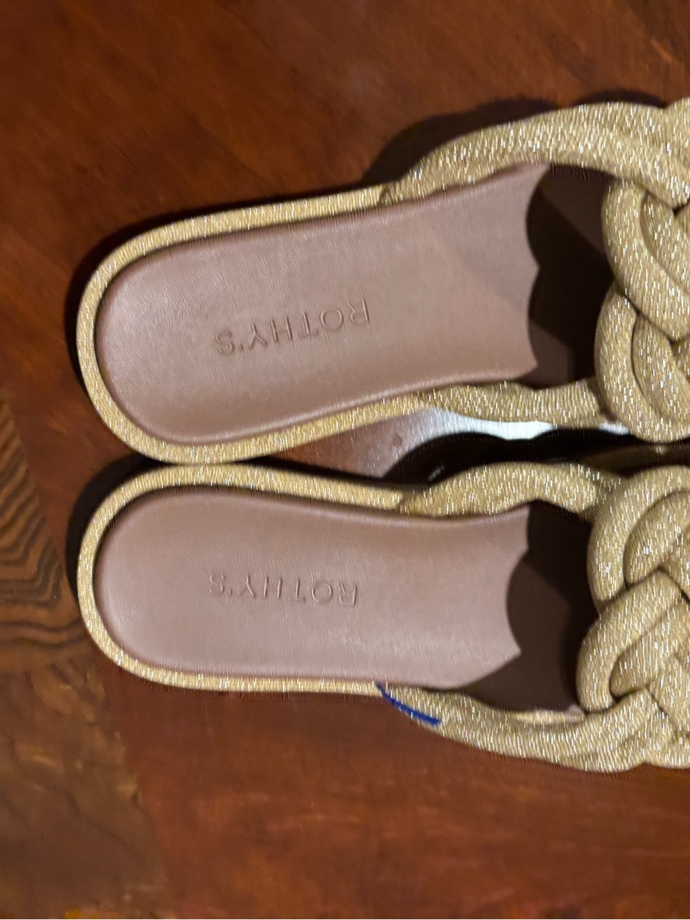 Rothy's Metallic Gold Braided Slip-On Mules - Picture 4 of 5